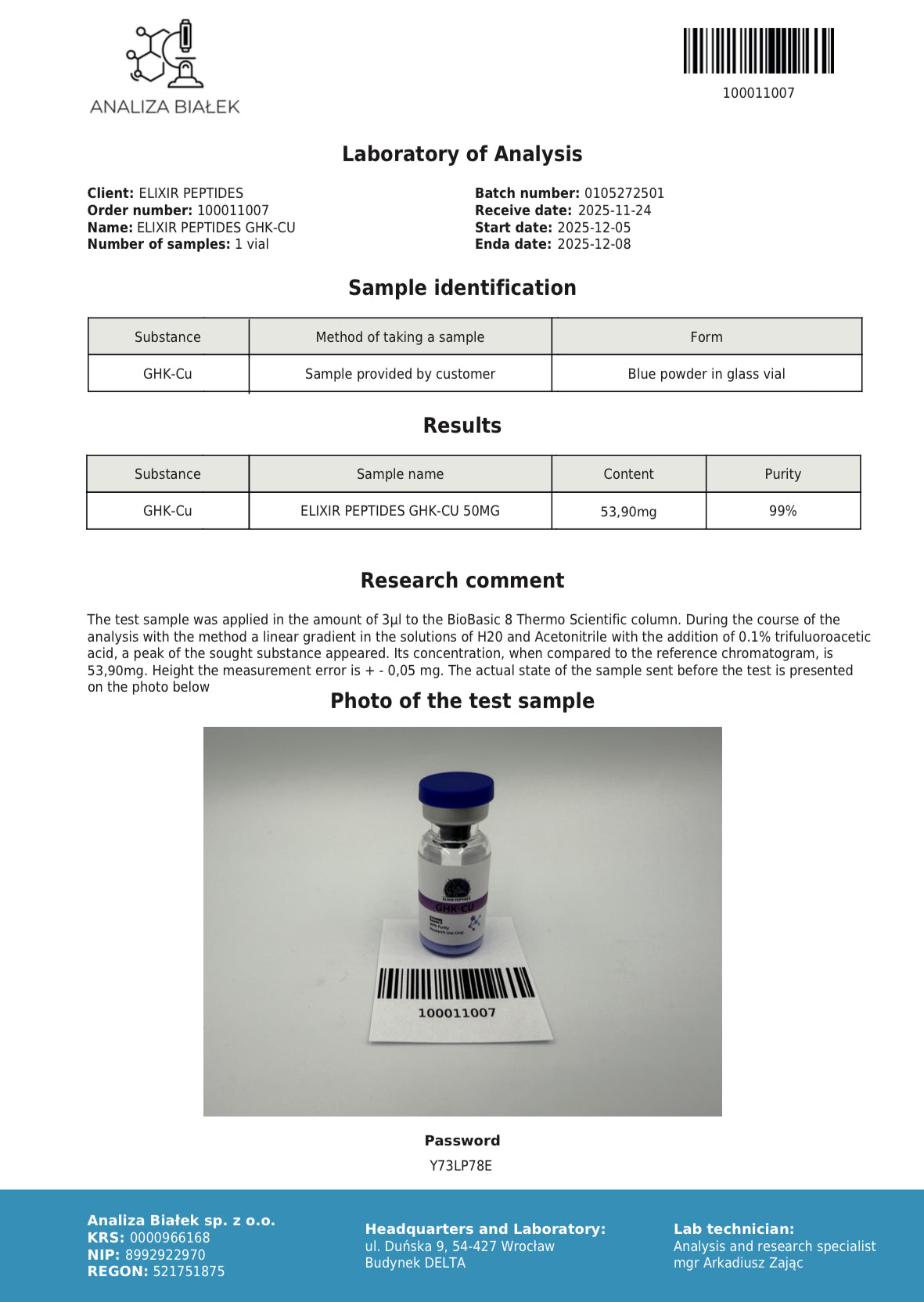 GHK-Cu 50mg - ELIXIR PEPTIDE