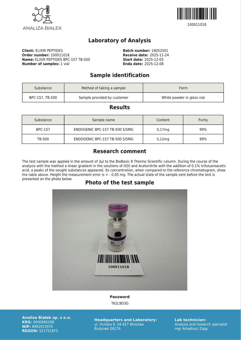 WOLVERINE STACK BPC157 5mg TB-500 5mg